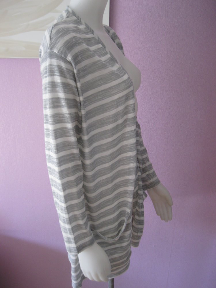 Cardigan/Strickjacke # Esprit # gestreift # Grau/Weiß # M