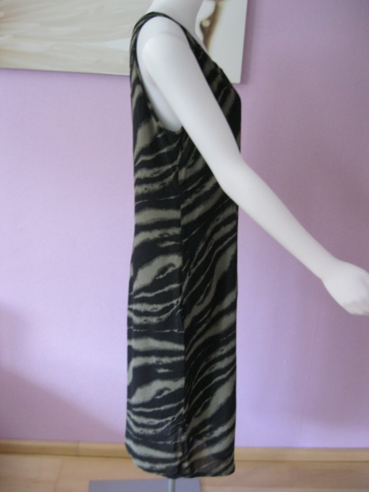 Midi-Kleid # Mexx # Viskose #  Tigermuster # Schwarz / Khaki # 40