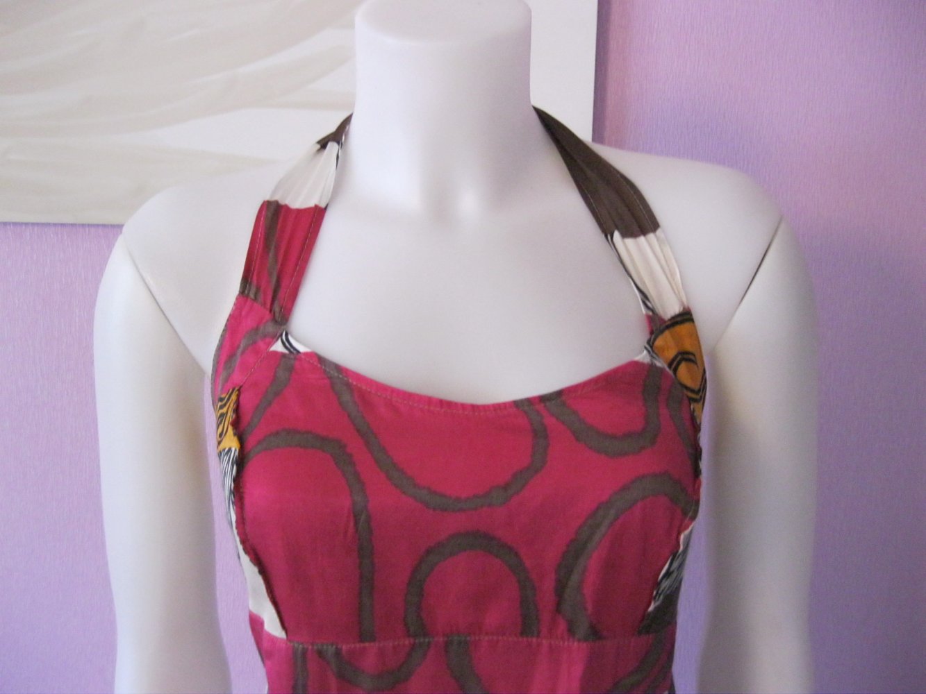 Neckholderkleid # Retro-Design # Kapalua # Seide/Baumwolle # Florales Muster # Bunt # 40