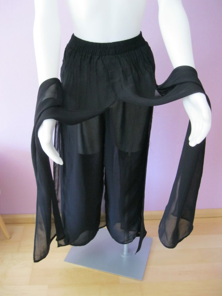 Stoffhose # Chiffon # Fluide # Schwarz # XS/S