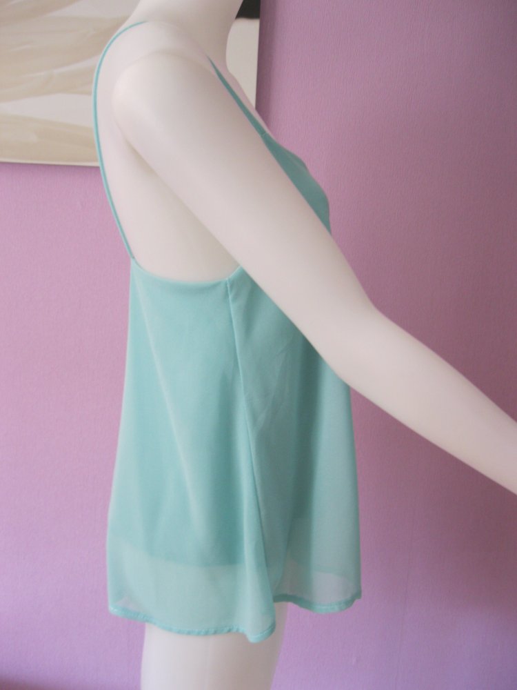 Schößchen-Top # Zebra # Spaghetti-Träger # Mintgrün # Viskose # M