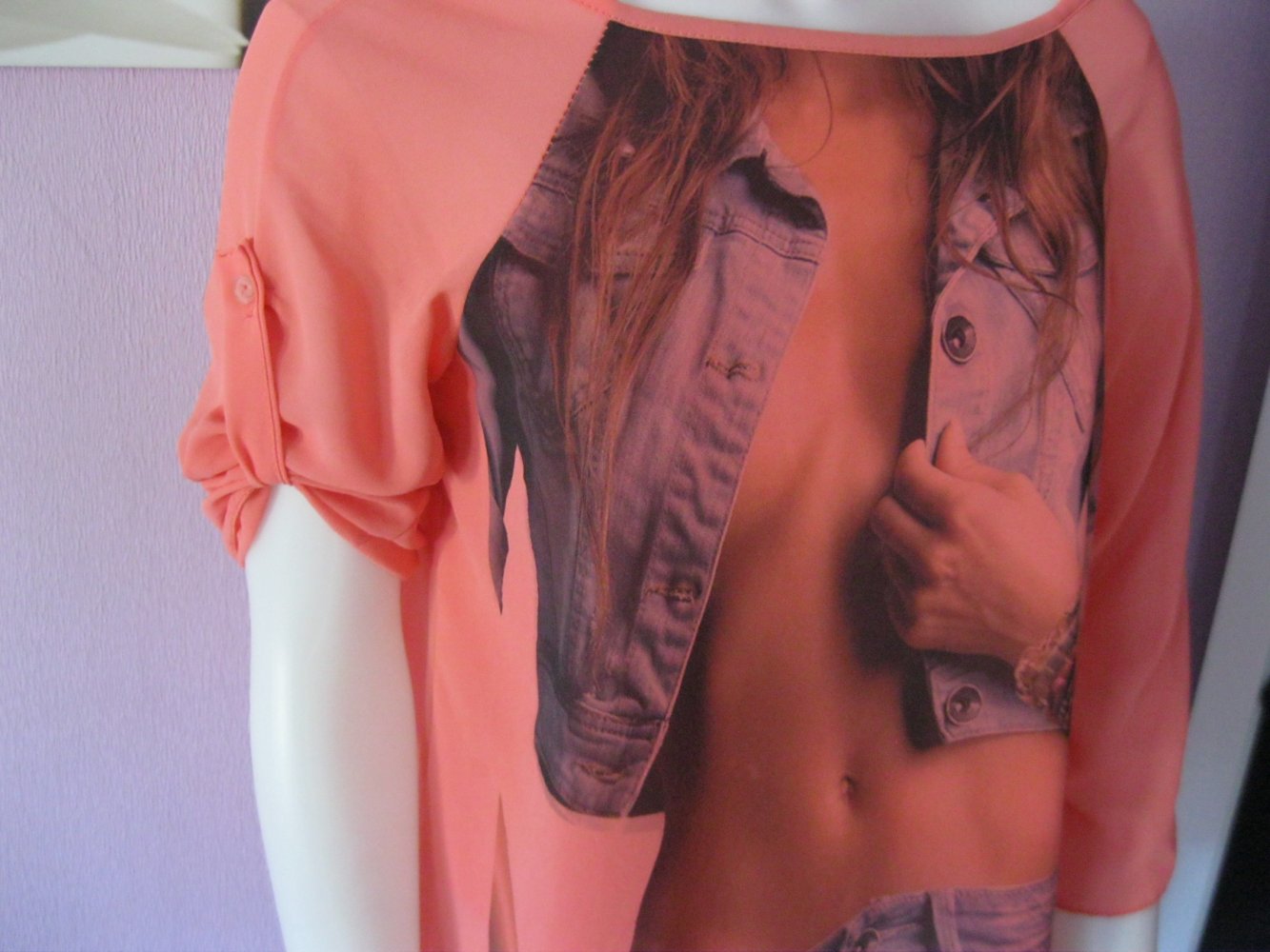 Tunika # Bluse # Print # Lachsfarbe # S-M