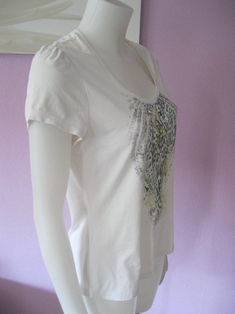 T-Shirt # Front-Print # Taifun # Weiß # 40