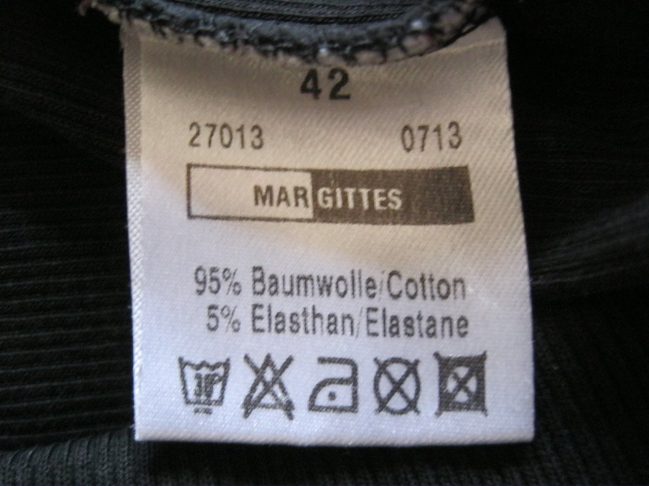 Margittes Langarmshirt Baumwolle Schwarz 42