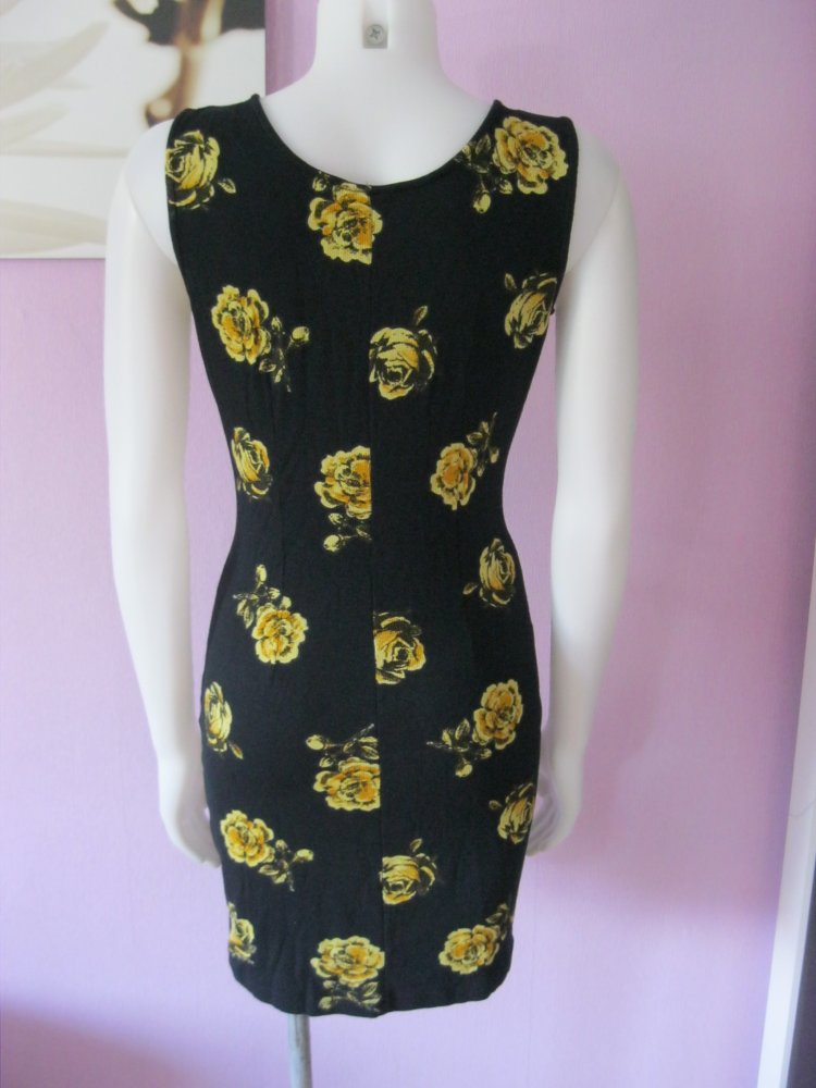 Trägerkleid Baumwolle Blumen Schwarz L 40/42)