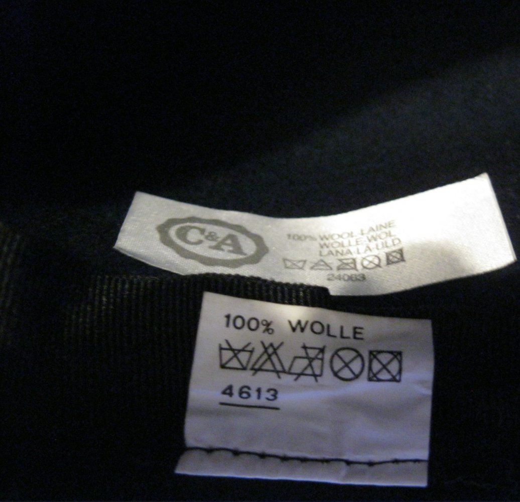 Damenhut # Blau # mit Samtkrause # 100 % Wolle # C&A