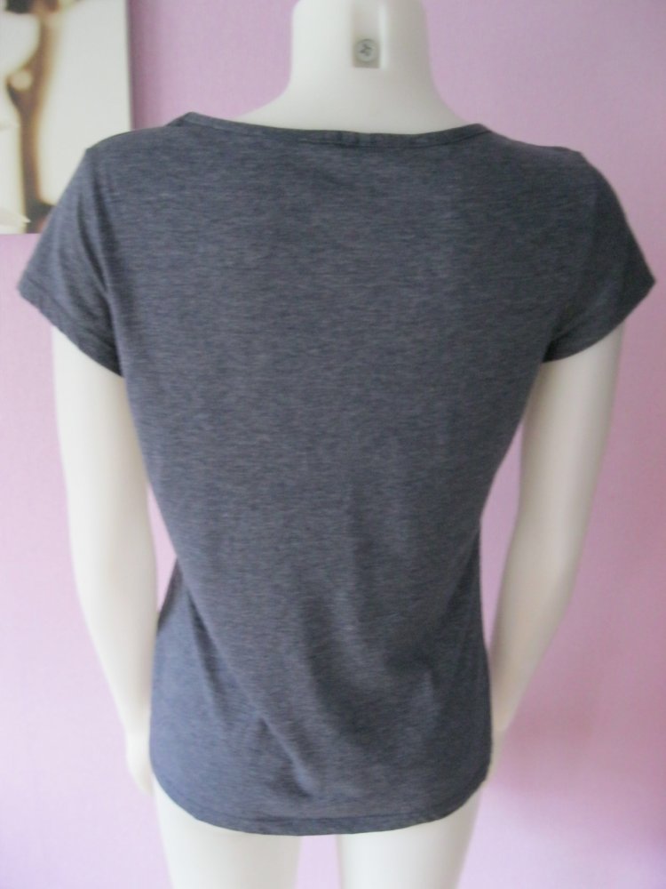 T-Shirt # Only # Blau meliert # Logo-Print rot # L