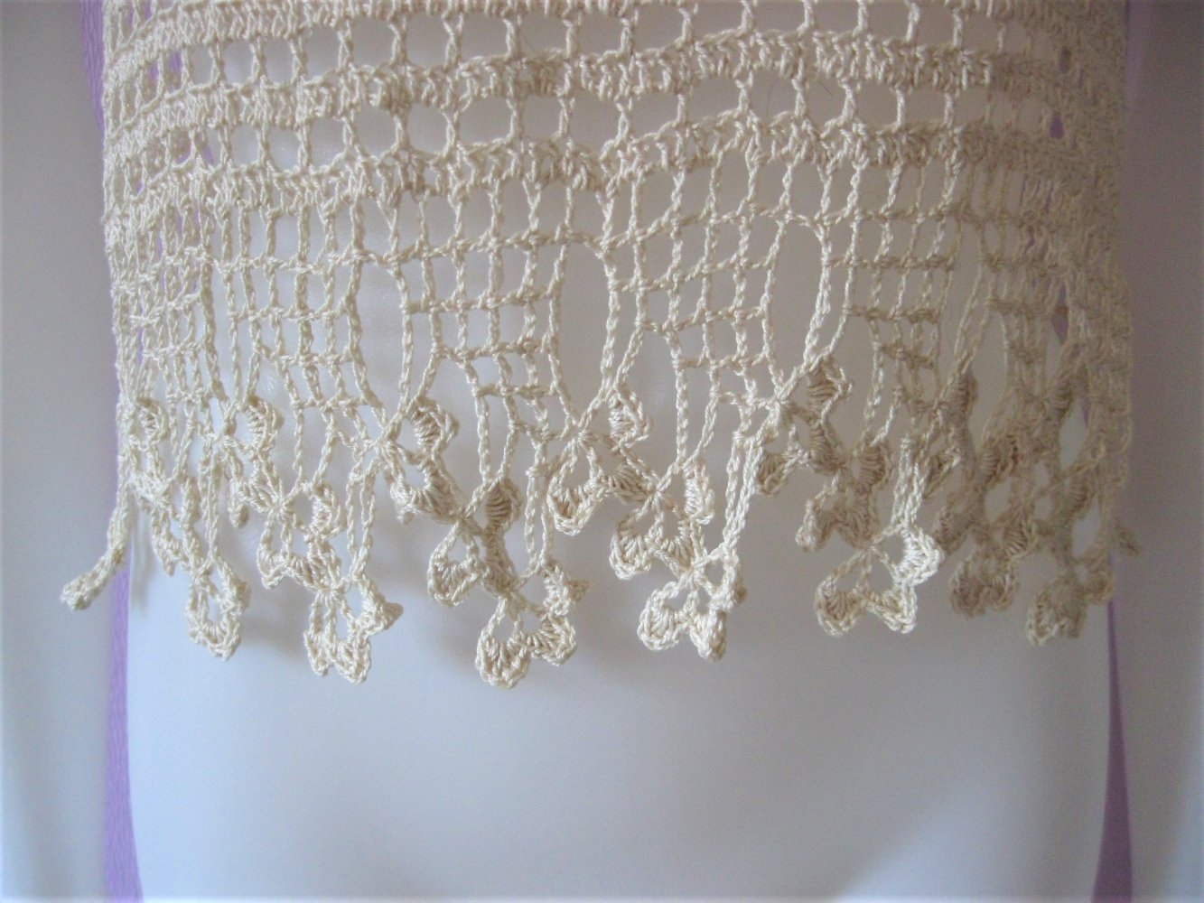 NEU Tank-Top Handmade gehäkelt 100% Baumwolle Beige S/M