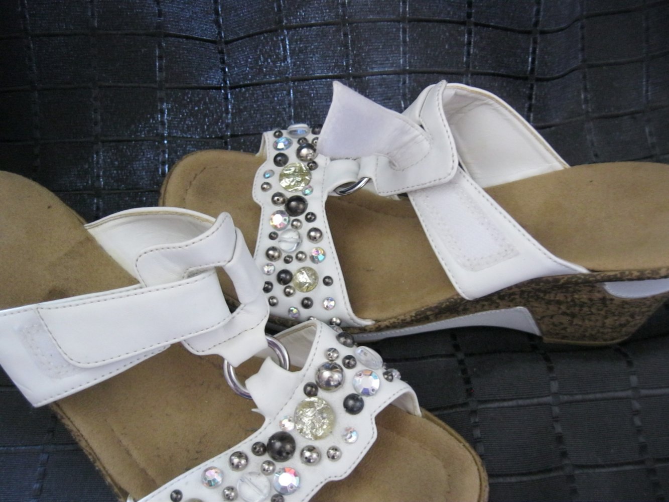 Pantolette/Clogs # Rieker # Blockabsatz # Strasssteine # weiß # 41/42