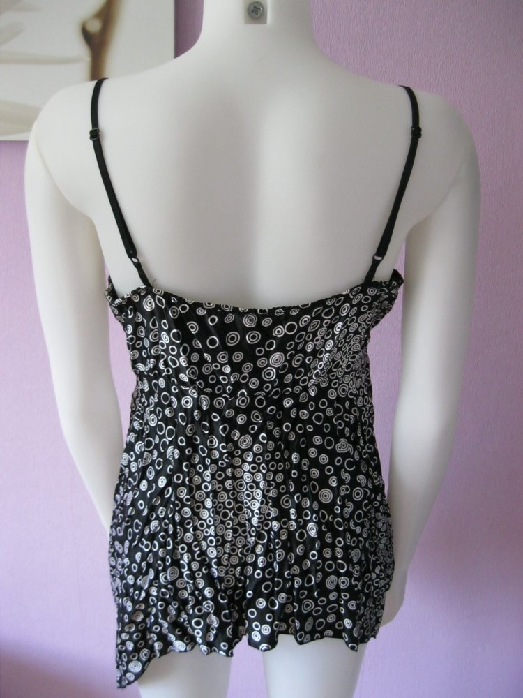 Sommertop # Satin # schwarz/weiß # Miss Swan # S