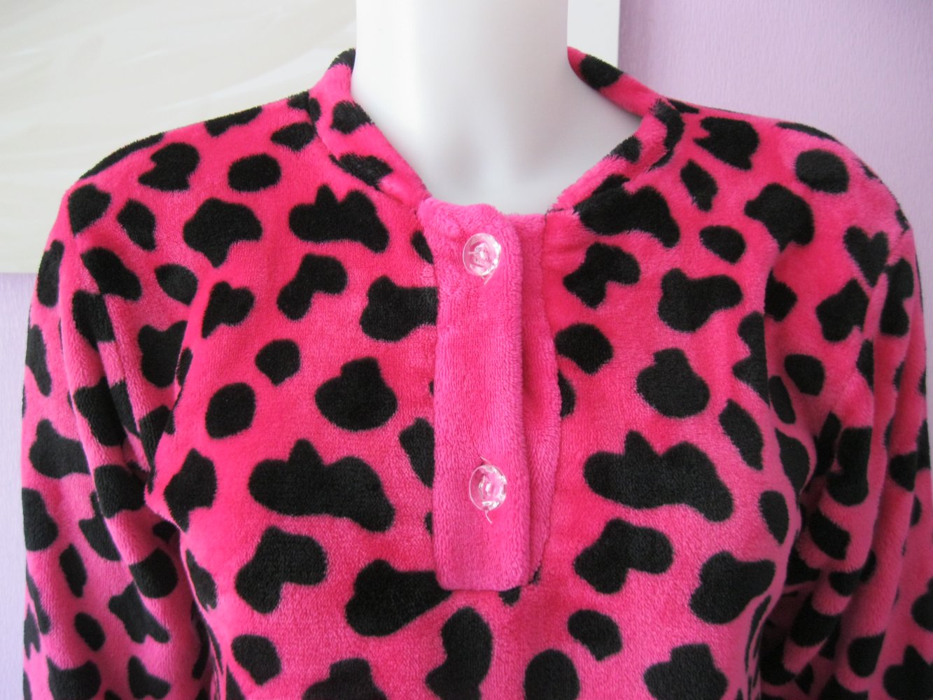 Fleece-Pulli Pink/Schwarz Leoprint 42