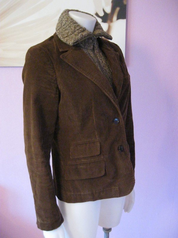 Woolrich Blazer Jacke Cord 100% Baumwolle Lana-Wolle Viskose Braun M