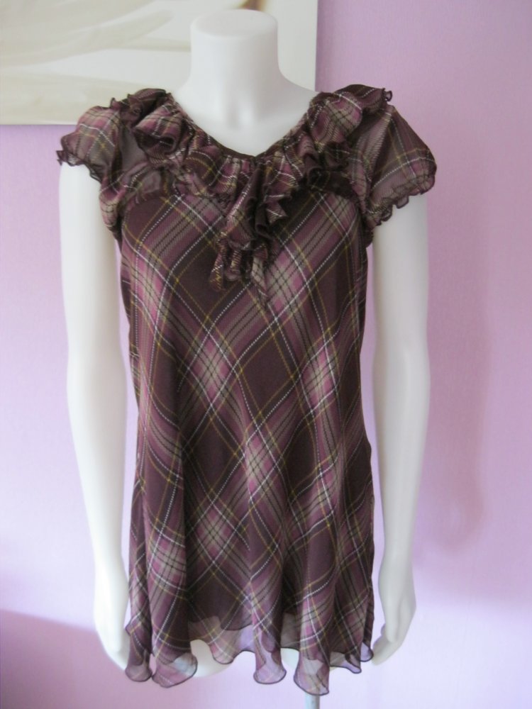 Sommerkleid # Psyco Girl # Volants # Rautenmuster # Burgunderrot # IT46 (40)