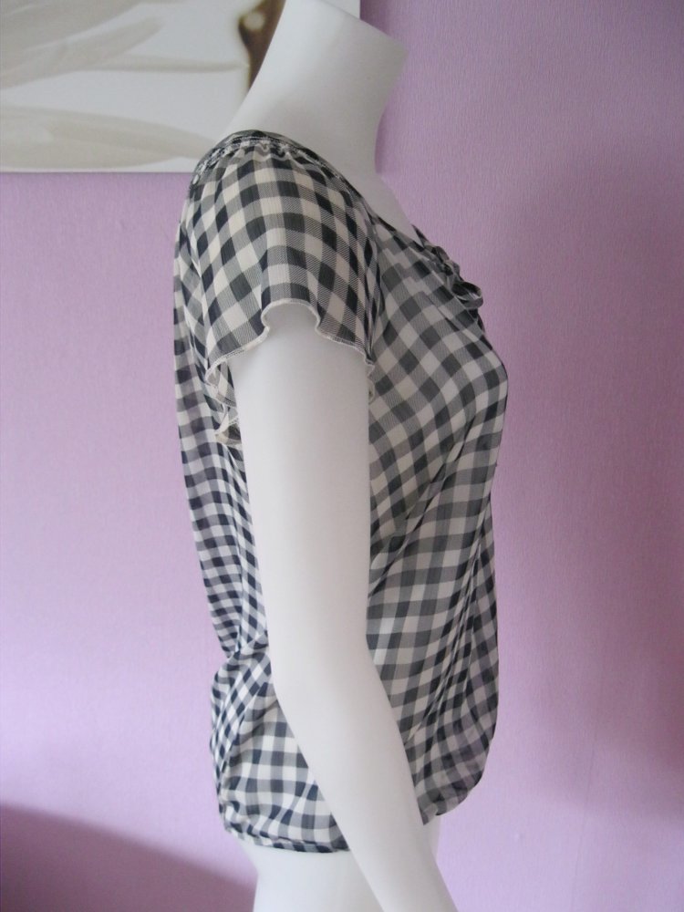 Kurzarm Bluse # Yessica # kariert # Blau/weiß # M