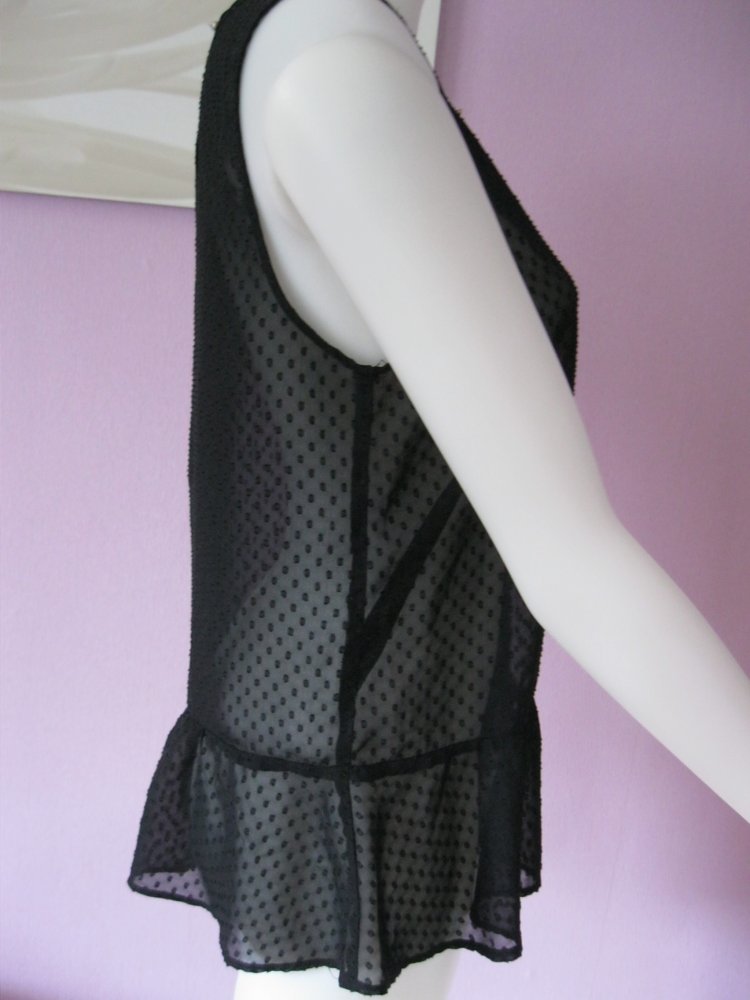 Schößchen-Top / ärmellose Bluse # H&M # Nieten # Schwarz # 38