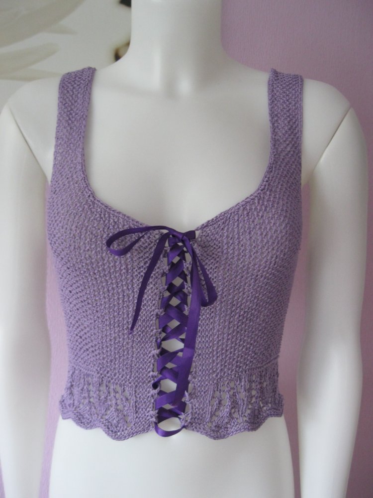 Stricktop Handmade lila/flieder 100% Baumwolle S-M