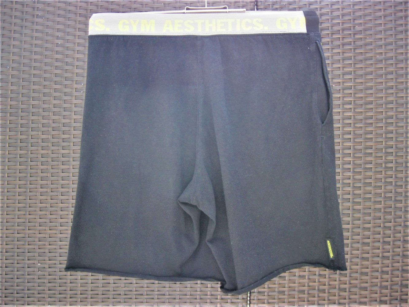 Fitness Shorts # Gym Athletics # Schwarz # LOGO-Print # Schwarz # Jersey # S/M