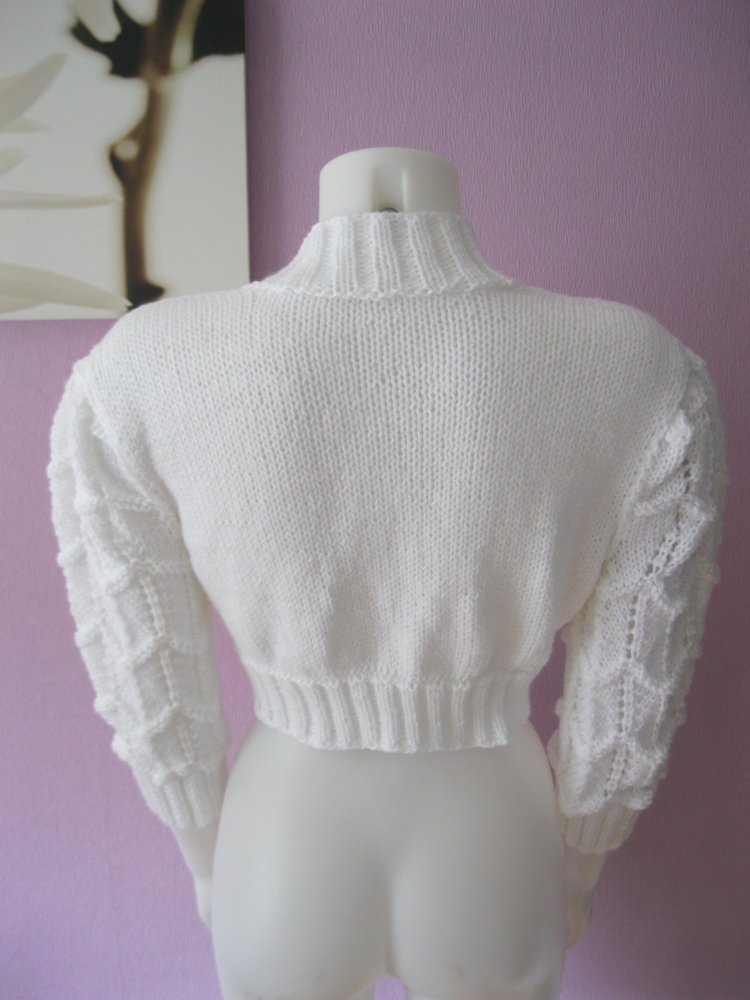 NEU Bolerojacke handmade weiß 3/4-Arm S-L