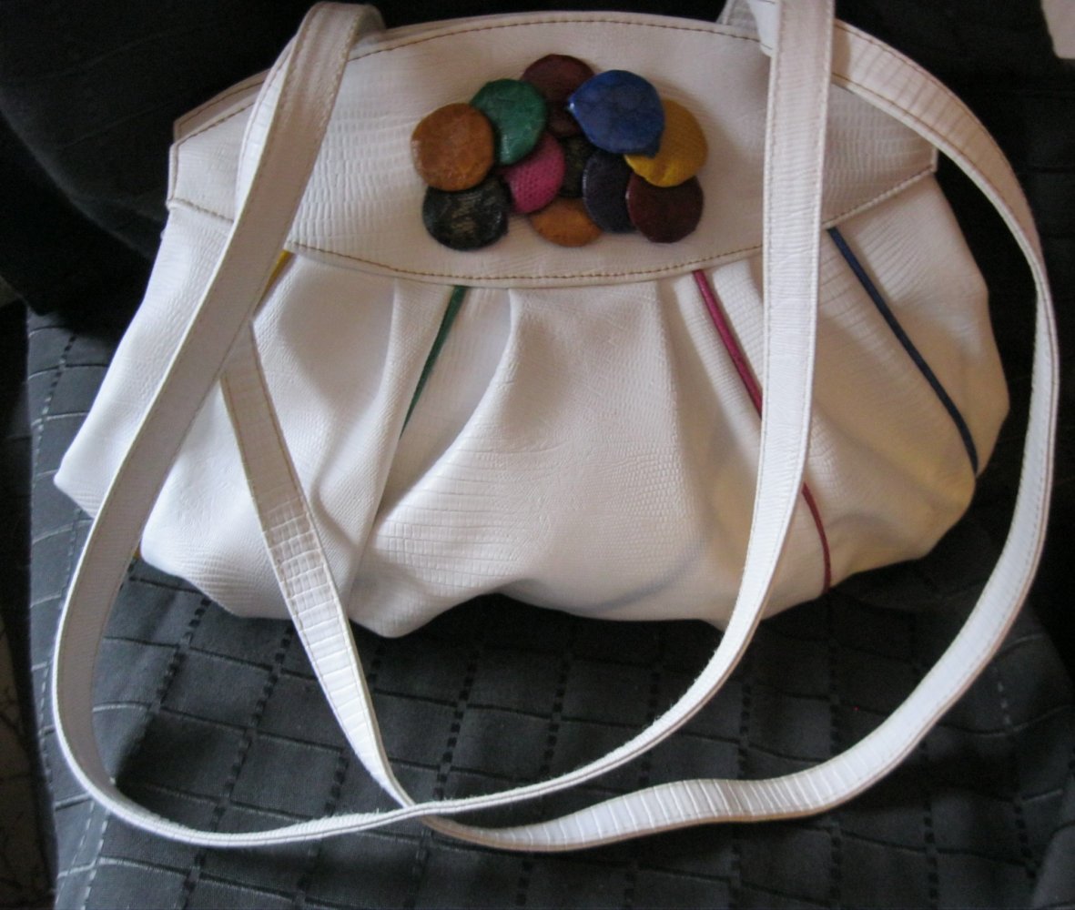Schultertasche # Leder # weiß