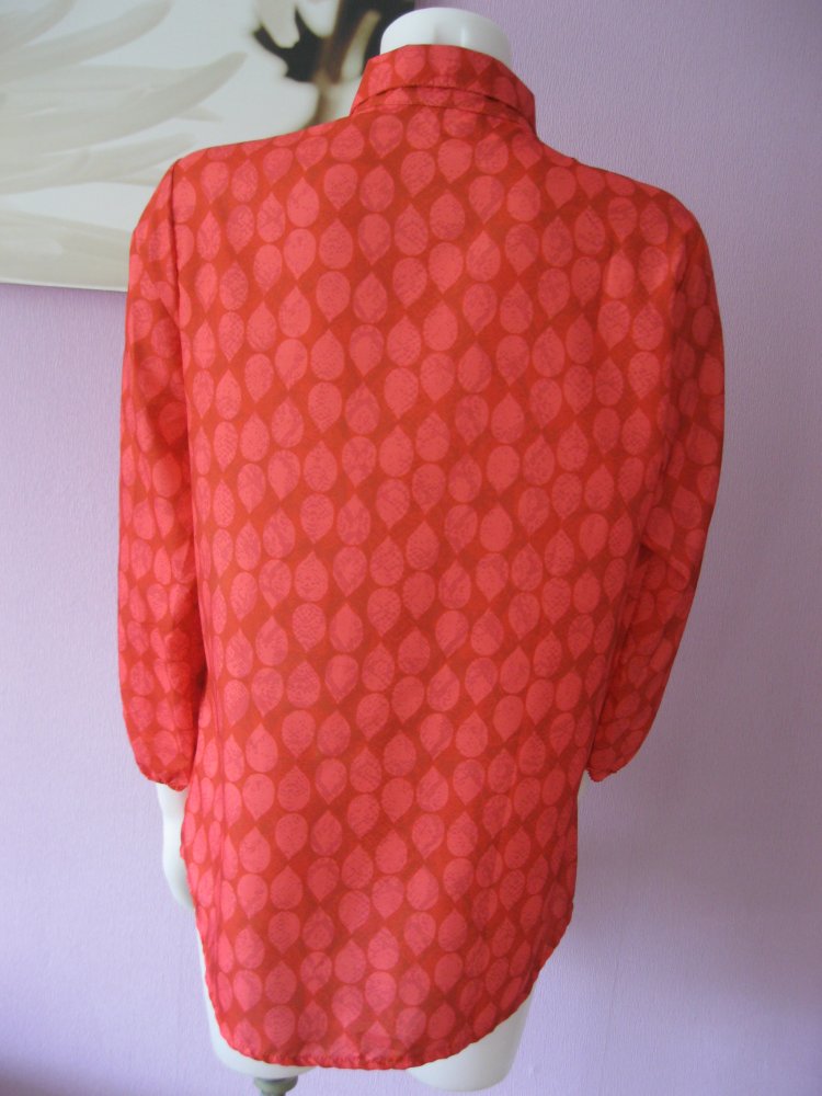 Bluse # langärmlig # Tropfen-Muster # Rot / Orange # L
