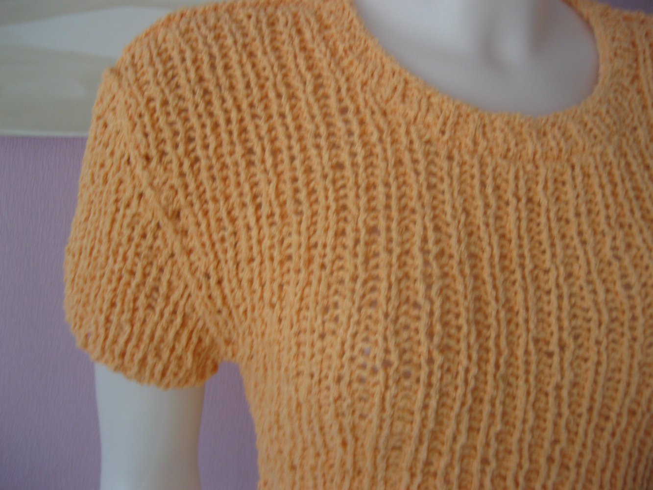 NEU Crop-Pulli Strickpulli Handmade Aprikose kurzärmlig Viskose S/M
