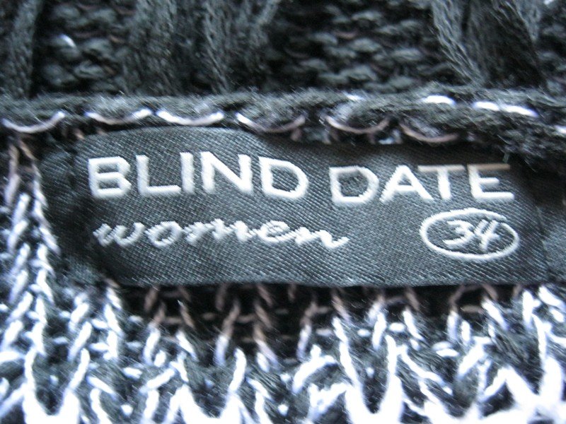 Blind Date Strickweste Fransen Schwarz/Weiß 34 / Einheitsgröße