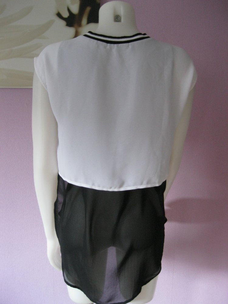 Crop-Shirt # Bluse # Tally Weijl #kurzärmlig #  Schwarz/Weiß # S