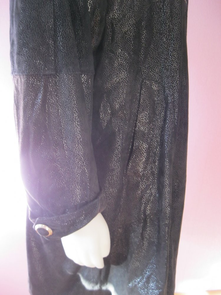 Designer-Mantel # Linea Pelle # Vintage # Leder # Schwarz
