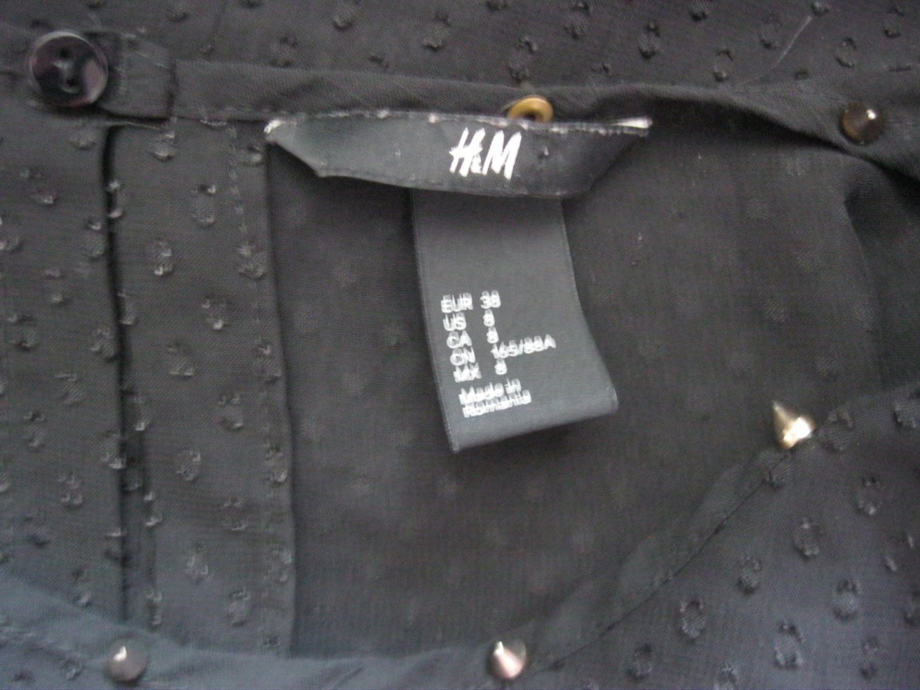 Schößchen-Top / ärmellose Bluse # H&M # Nieten # Schwarz # 38