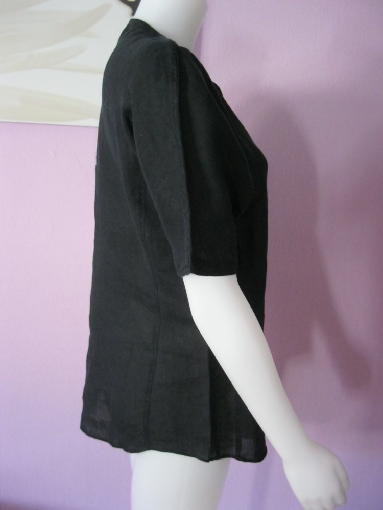 Bogner Bluse kurzärmlig 100% Leinen Schwarz 38