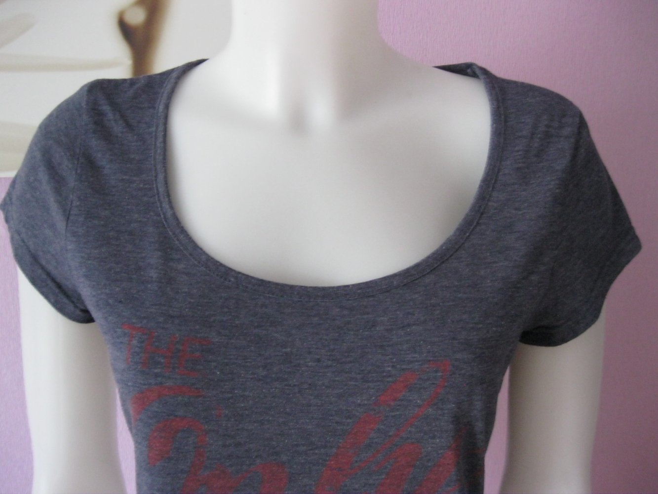 T-Shirt # Only # Blau meliert # Logo-Print rot # L