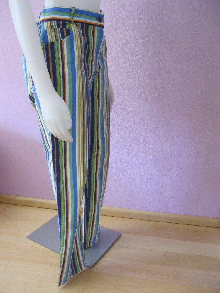 Stoffhose # Boysen's # gestreift # bunt # 97% Baumwolle # 44