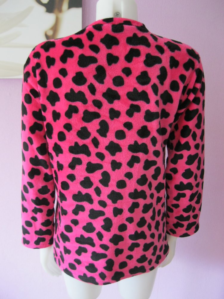 Fleece-Pulli Pink/Schwarz Leoprint 42