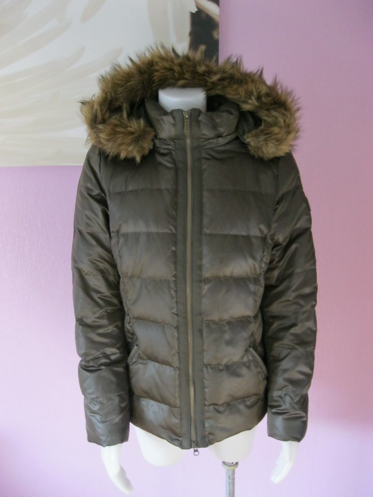 Daunenjacke # 70/30 # Kapuze # S.Oliver # braungrün # 42