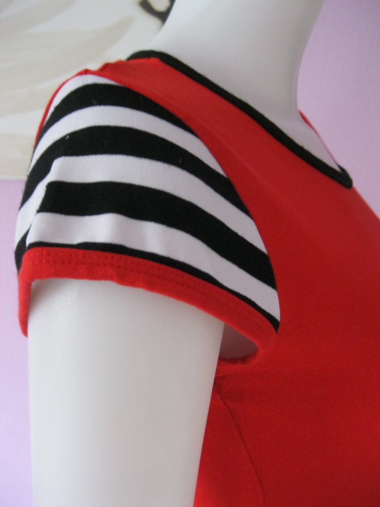 2-Teiler # Pepa # Kurze Leggins # T-Shirt # 100% Baumwolle # Schwarz/Rot/Weiß # XXL