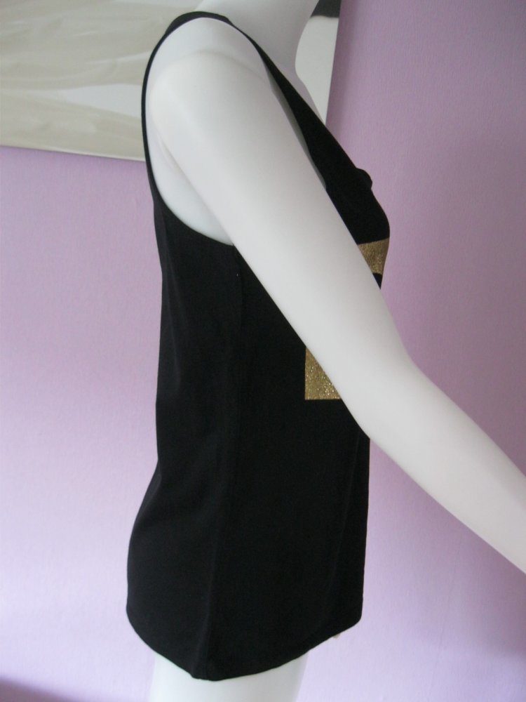 Tank-Top # Pimkie # Front-Print # Selfie # Schwarz / Gold # M