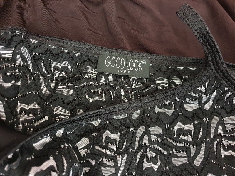 Minikleid # Good Look Paris # schwarz/braun # Spitze # S