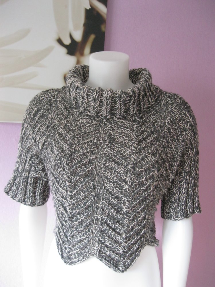 NEU Handmade Kurzampulli Rollkragen Schurwolle Grau meliert S-XL