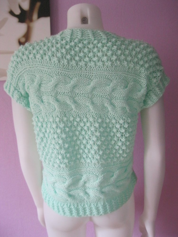 NEU Pullover kurzärmlig gestrickt Handmade Aqua/Mintgrün S-L / Oversize