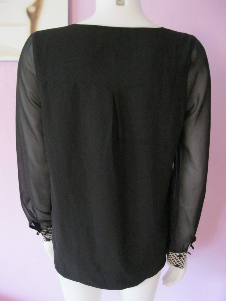 Bluse # Stickerei # Missing Johnny # Schwarz / Silber # M