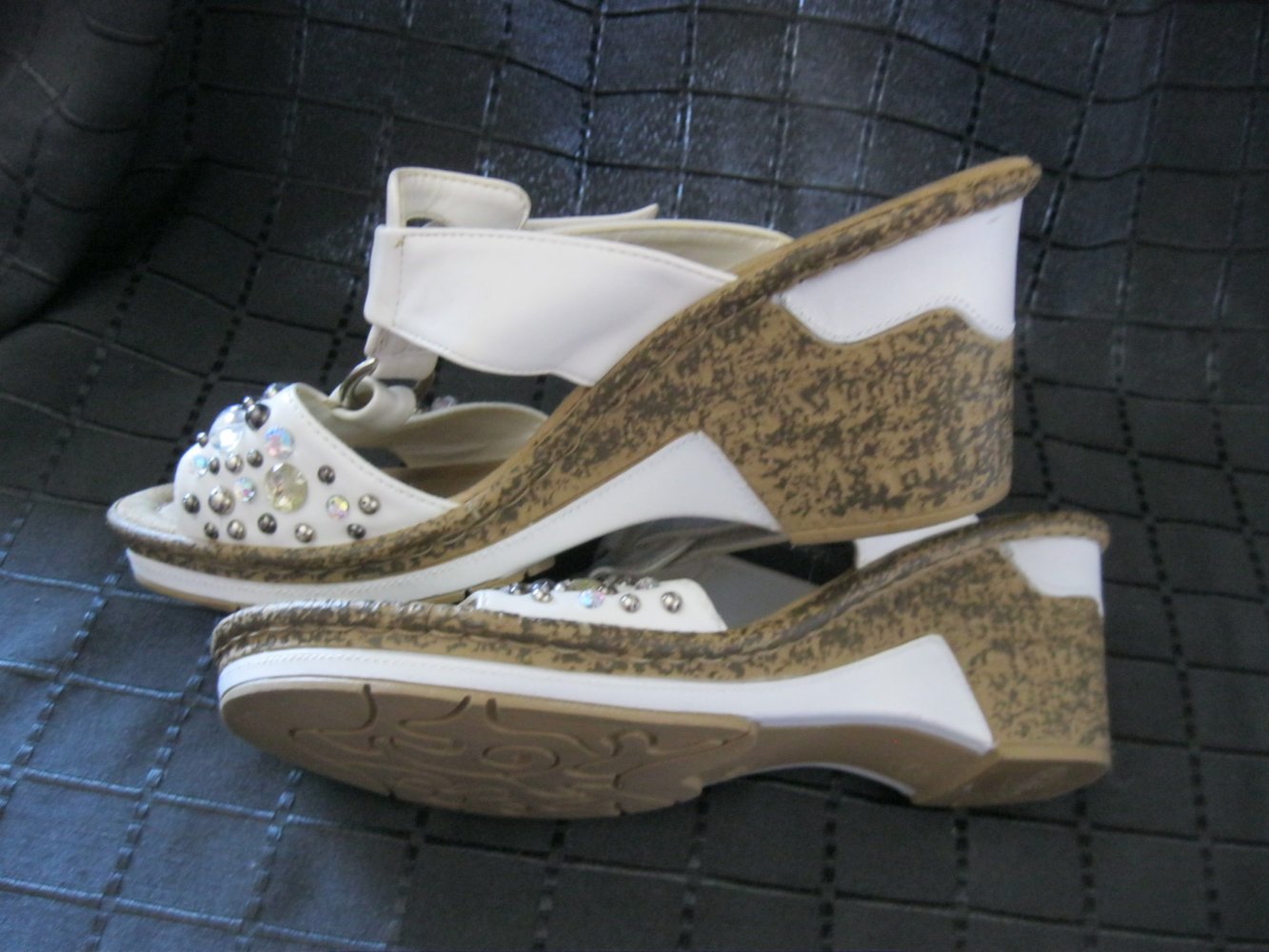 Pantolette/Clogs # Rieker # Blockabsatz # Strasssteine # weiß # 41/42