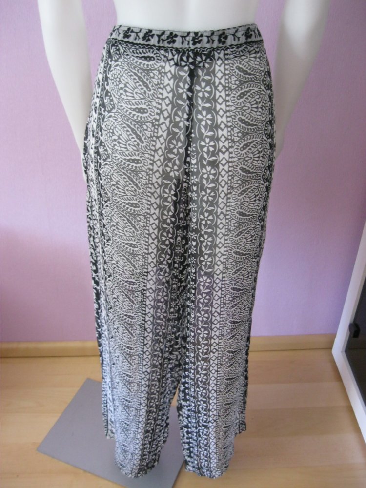 Stoffhose # Transparent # Street One # Schwarz/Weiß # 38