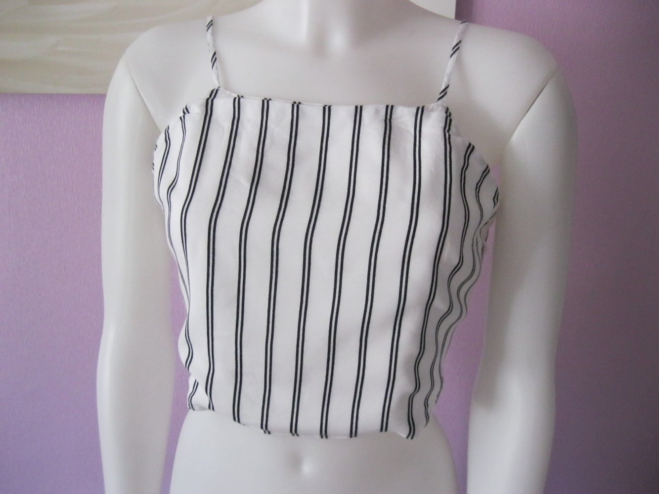 Crop-Top # rückenfrei # gestreift # Schwarz/Weiß # Einheitsgröße
