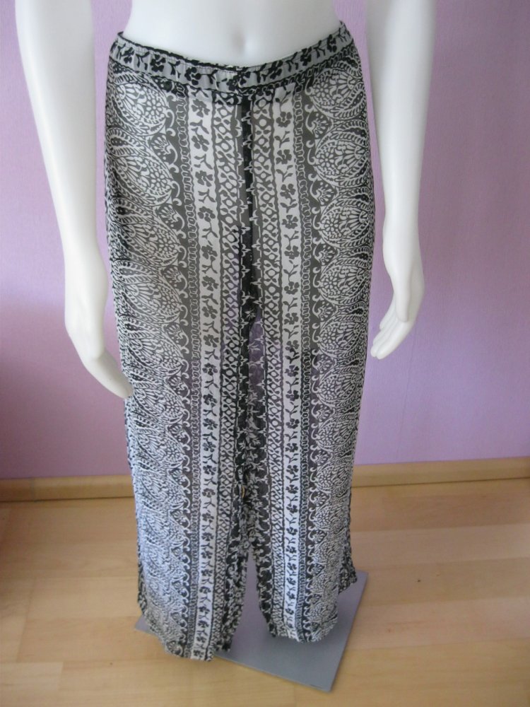 Stoffhose # Transparent # Street One # Schwarz/Weiß # 38