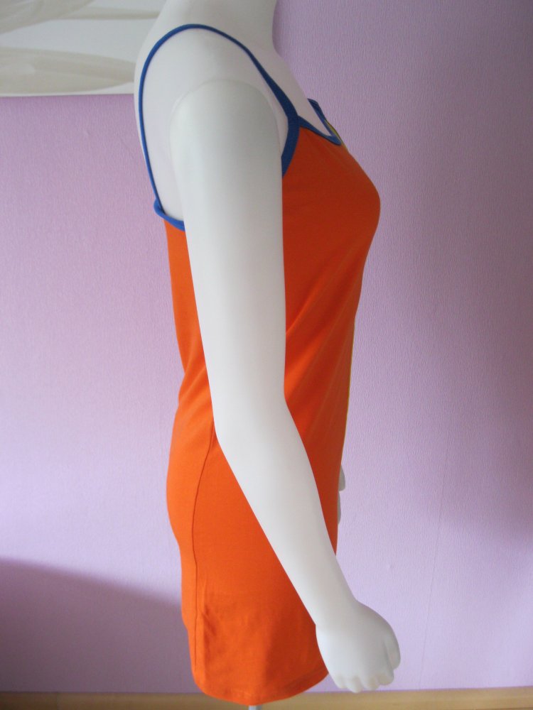 Trägerkleid # Blockstreifen # orange/gelb/blau # S