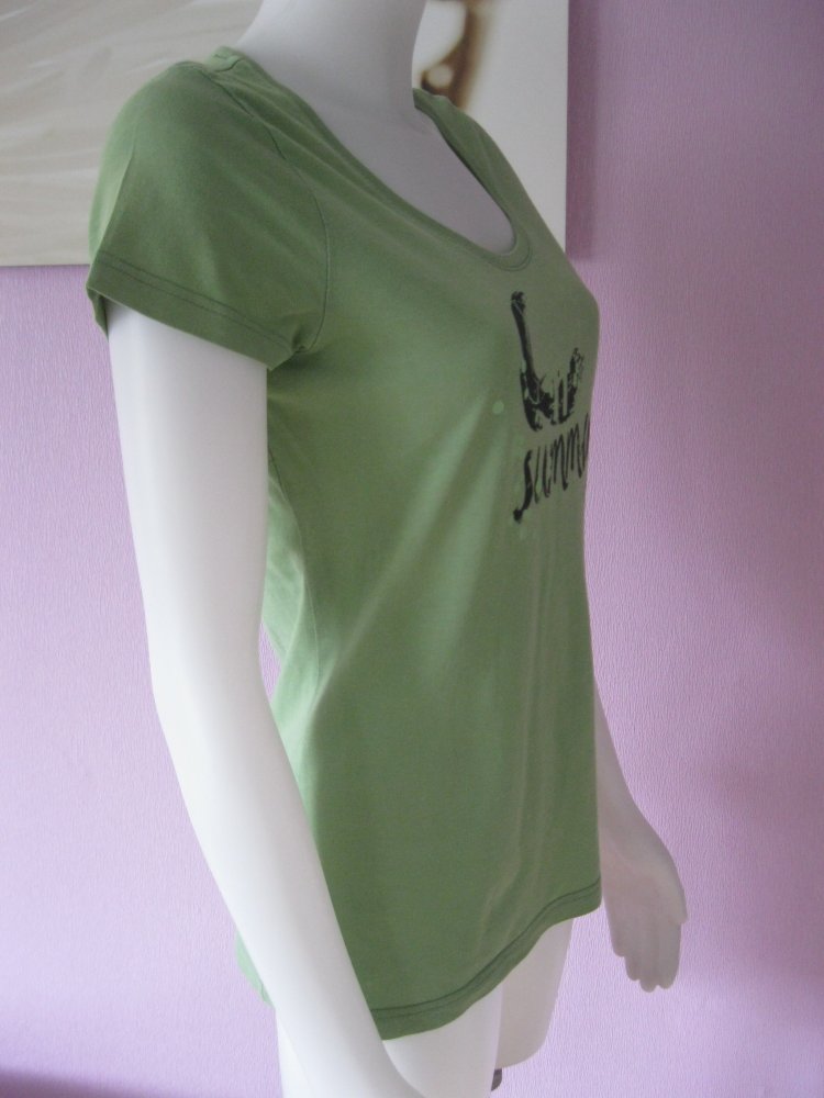 Esprit T-Shirt Lindgrün 100% Baumwolle Front-Print M