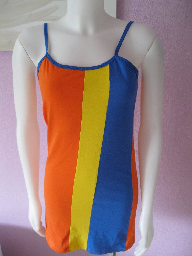 Trägerkleid # Blockstreifen # orange/gelb/blau # S