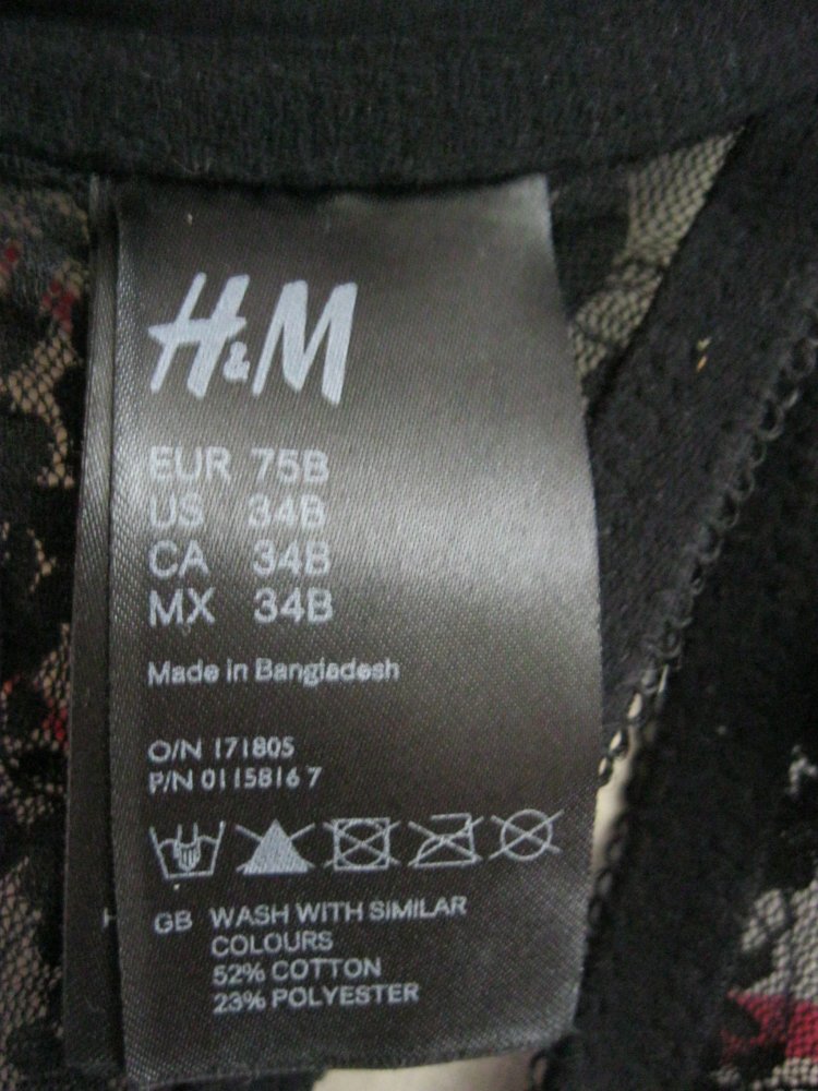 Push up BH # H&M # Schwarz # Spitze # 75 B