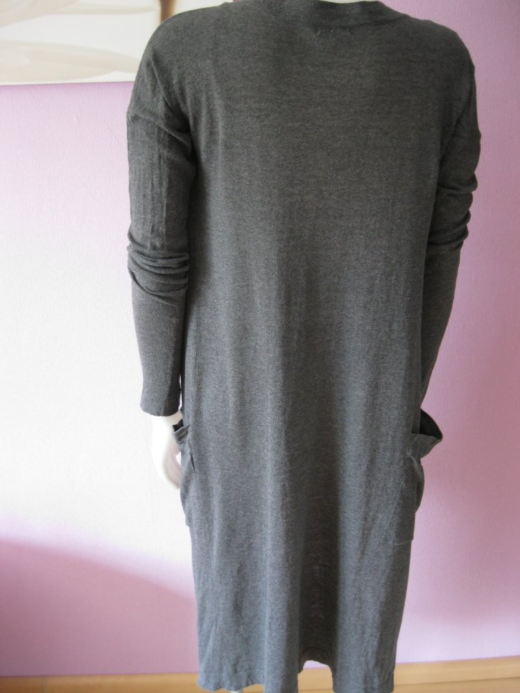 Cardigan # Long-Strickjacke # Yes or No # grau/meliert # S