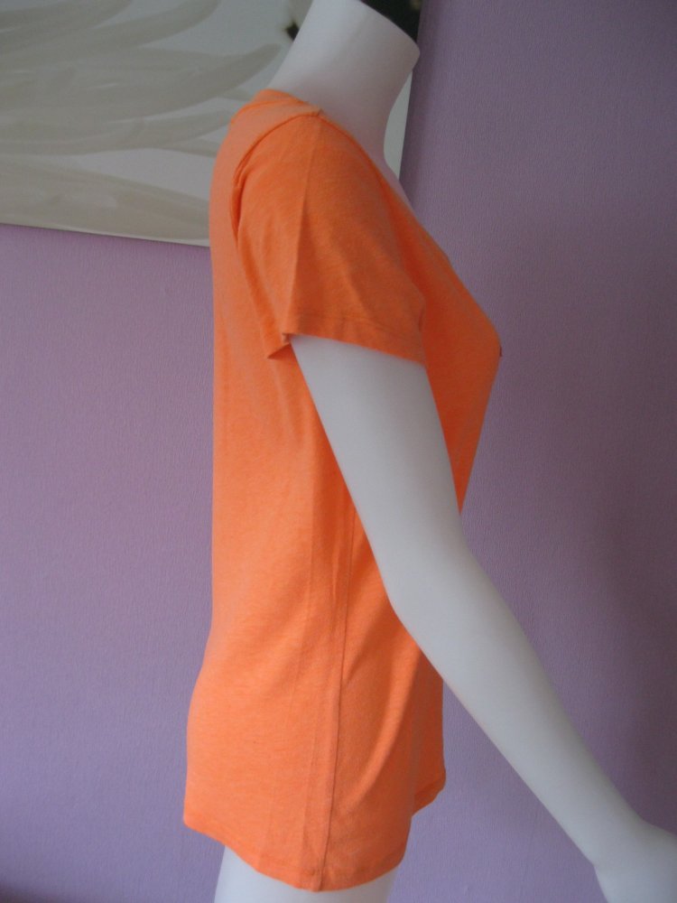 T-Shirt # Orange meliert # Logo # Stickerei # Aufnäher # Hollister # M